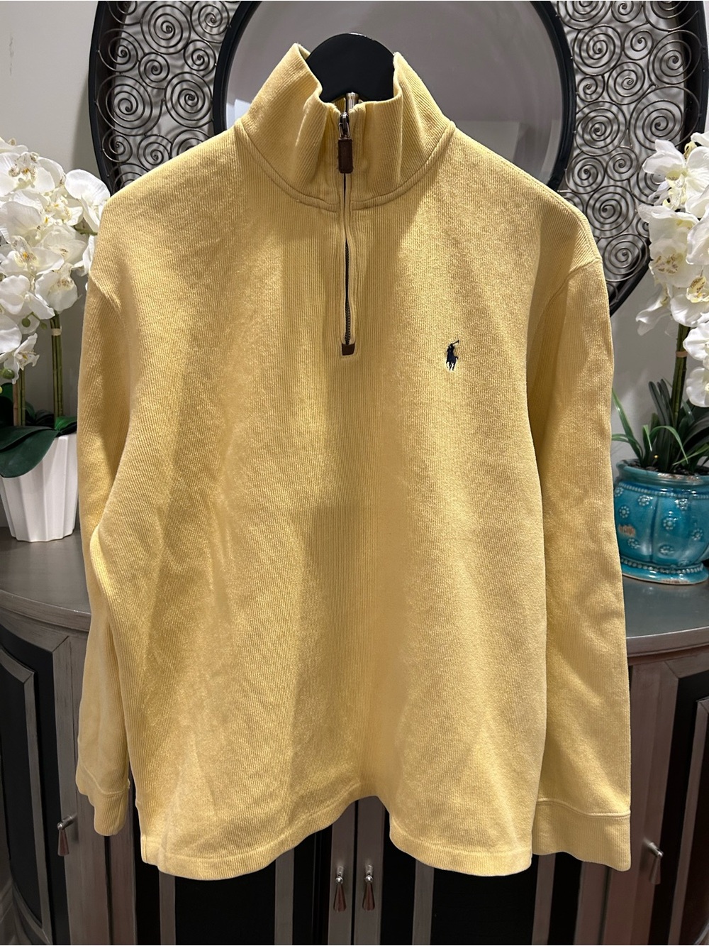Polo by Ralph Lauren Men’s Pale Yellow Half-Zip Pullover